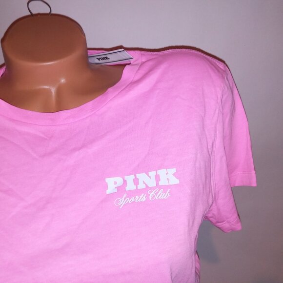 Victoria Secret PINK Tee T Shirt Medium Neon Pink Solid Short Sleeve Crew Neck G - Picture 5 of 9